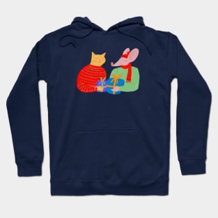 Cat and mouse with presents Hoodie